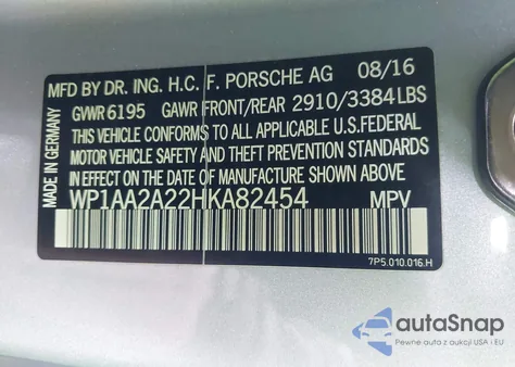 2017 Porsche Cayenne Platinum Edition из США, поврежденный, VIN WP1AA2A22HKA82454